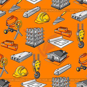 Seamless pattern with housing construction items. - vector clip art