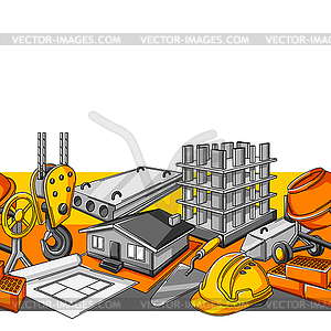 Seamless pattern with housing construction items. - royalty-free vector clipart