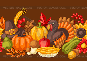 Happy Thanksgiving Day seamless pattern. - vector image