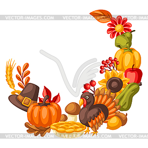 Happy Thanksgiving Day decoretions. Design with - vector image