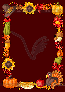 Happy Thanksgiving Day frame. Design with holiday - vector clip art