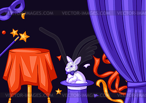 Magician background with magic items. Illusionist - vector clipart