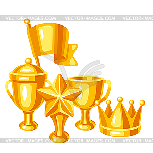Awards and trophy background. Reward items sports o - vector image