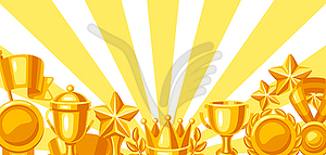 Awards and trophy background. Reward items sports o - vector image