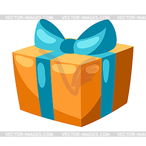 Colorful gift box. Holiday icon in cartoon style - vector image