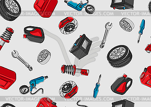 Car service seamless pattern. Auto center repair - vector clip art