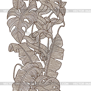 Seamless pattern with palm leaves and twisted wild - vector clip art