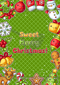 Sweet Merry Christmas decorative frame. Cute - vector image