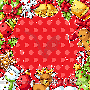Sweet Merry Christmas decorative frame. Cute - vector clip art