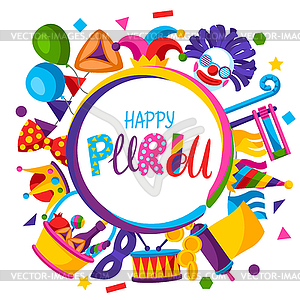 Поздравительная открытка счастливого еврейского праздника Пурим. Backgroun - иллюстрация в векторе
