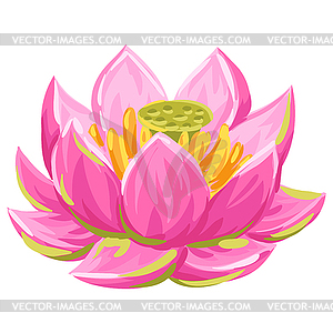 Цветок лотоса. Водяная лилия декоративное изображение - векторный клипарт Royalty-Free