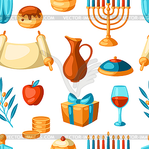 Happy Hanukkah seamless pattern with religious - vector image