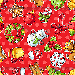 Sweet Merry Christmas seamless pattern. Cute - vector clipart