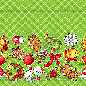 Sweet Merry Christmas seamless pattern. Cute - vector clip art