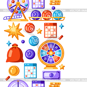 Lottery and bingo seamless pattern. Icons of - vector image
