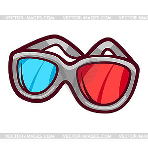 3d glasses in cartoon style. Cute funny object - vector clipart