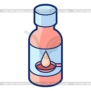 Medicinal syrup in cartoon style. Cute funny object - vector clip art