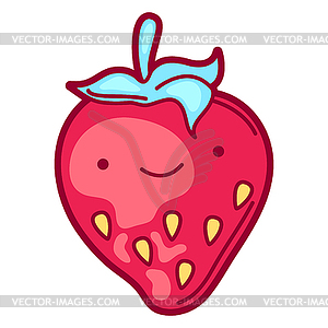 Strawberry in cartoon style. Cute funny character - vector clipart / vector image