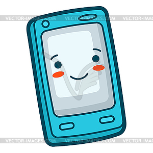 Mobile phone in cartoon style. Cute funny character - vector image