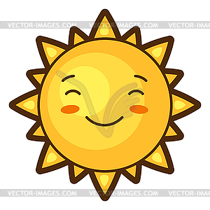 Sun in cartoon style. Cute funny character - vector clipart