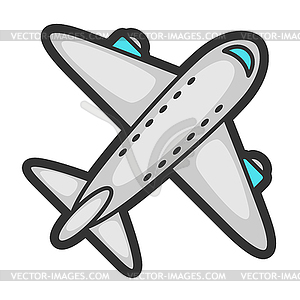 Airplane in cartoon style. Cute funny object - vector clip art