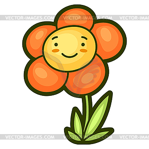 Flower in cartoon style. Cute funny character - vector clip art