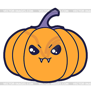 Pumpkin in cartoon style. Happy Halloween angry - vector clipart / vector image