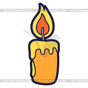 Candle in cartoon style. Happy Halloween angry - color vector clipart