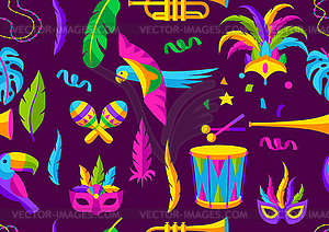 Carnival party seamless pattern with celebration - vector clipart