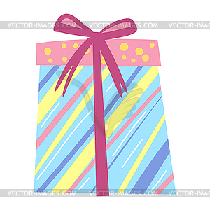 Happy Birthday gift box. Celebration or holiday item - vector image