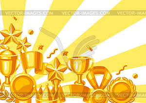 Awards and trophy background. Reward items sports o - vector clipart