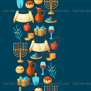 Happy Hanukkah seamless pattern with religious - vector clip art