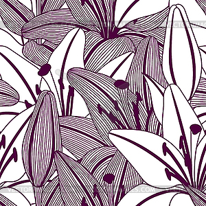 Seamless pattern with stylized lily flowers. - vector clipart / vector image