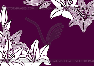 Фон с стилизованными цветами лилии. Декоративные - иллюстрация в векторном формате
