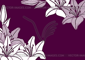 Background with stylized lily flowers. Decorative - vector clip art