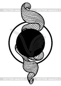 Background with wave line curls. Monochrome - vector image