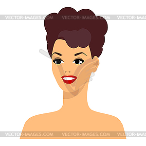 Stylized retro girl. Image for design or decoration - vector clip art