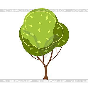 Весна или лето стилизованное дерево с зелеными листьями - изображение в векторном формате