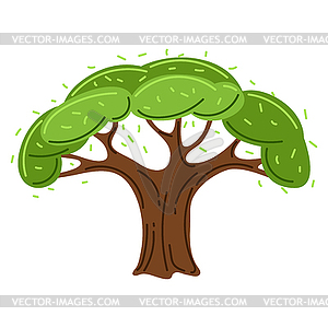 Spring or summer stylized tree with green leaves - vector clipart