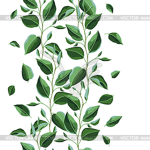 Seamless pattern with branches and green leaves. - vector clipart