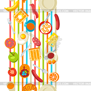 Healthy breakfast seamless pattern. Various food an - vector clipart