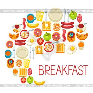 Healthy breakfast background. Various food and - vector clipart