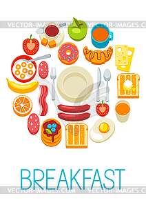 Healthy breakfast background. Various food and - vector clipart / vector image