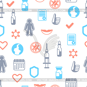 Vaccination seamless pattern with vaccine icons. - color vector clipart