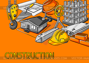 Background design with housing construction items. - vector EPS clipart