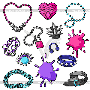 Set of youth subculture symbols. Teenage creative - vector clipart