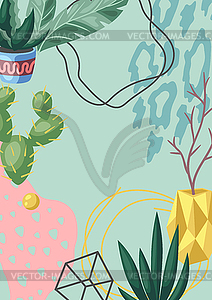 Background with cactuses and succulents. - vector clipart / vector image