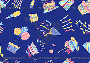 Happy Birthday seamless pattern. Celebration or - vector image