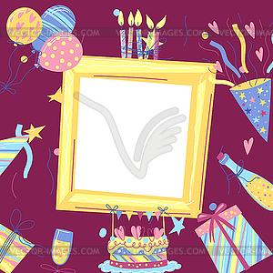 Поздравительная открытка с днем рождения с рамкой. Celebratio - векторный графический клипарт