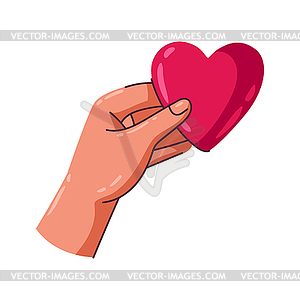 Happy Valentine Day hand holding heart. Holiday - vector image